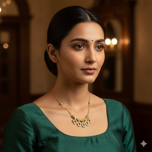 Auténtico Collar de Oro de 22K con Dijes de Anillo de Diamantes Reales y Cuentas Negras - Product Image 1