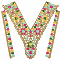 Patchs brodés en fil d'or pour le cou avec appliques florales à paillettes multicolores pour Kurti, Saree, robe et vêtements ethniques
