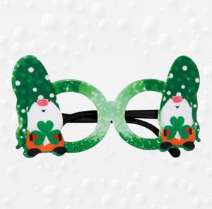Lunettes amusantes pour la fête de la Saint-Patrick, deux nains verts à trèfle, lunettes de fête à trèfle vert - Product Image 1