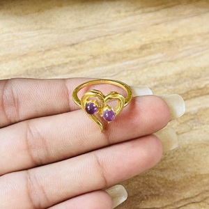 2026 Fashionable Dainty Heart <b>Ring</b> Amethyst 18k Gold Plated <b>Ring</b> <b>Statement</b> Brass <b>Ring</b> Modern Romantic Wholesale <b>Ring</b> For Women - Product Image 2