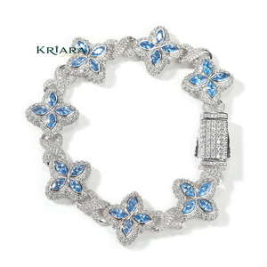 Bracelet manchette fleur en argent S925 et moissanite, plaqué rhodium, bijoux de luxe pour femme, idéal pour mariage - Product Image 5
