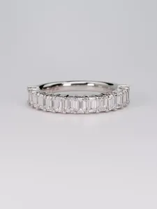 Ensemble de trois bagues en moissanite taille émeraude, plaqué or 14 carats, argent 925, alliance pour femme - Product Image 4