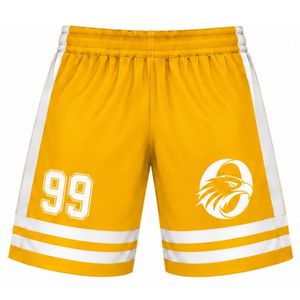 Men Yellow Sublimated Ice Hockey Set Jersey Shorts Polyester Striped Performance <b>Athletic</b> Uniform Sports Training Clothing - Product Image 4