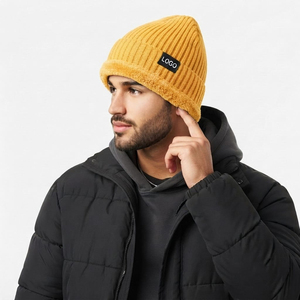 Warm Wear Beanie Unisex <b>Sherpa</b> Fleece Lined Rib Knit Winter <b>Hat</b> Casual Wear Solid color Beanie For Men Women - Product Image 3