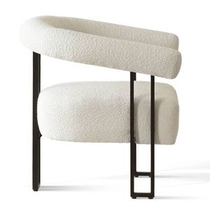 Sillón Moderno de Lujo Tapizado con Estructura de Hierro, Sillón Bouclé para Sala de Estar, Comedor y Uso en Hoteles - Product Image 6