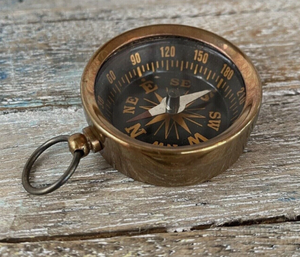 Vintage Brass Pocket <b>Compass</b> Key <b>Chain</b> Round Handmade Metal Keyring Nautical Souvenir Gift - Product Image 1