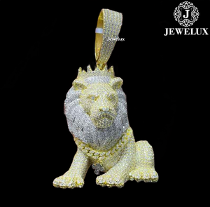 Mejor Precio Jewelux Lujoso Colgante de León Chapado en Oro de Plata 925 con Perla de Agua Dulce Certificada IGI, Amuletos Hip Hop - Product Image 1