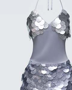 Top corto tipo halter con pedrería, perlas y borlas, sin espalda, sexy, para mujer, verano 2023 - Product Image 3