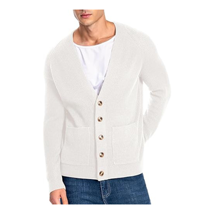 Suéter tipo cárdigan clásico de punto con botones para hombre - Product Image 6