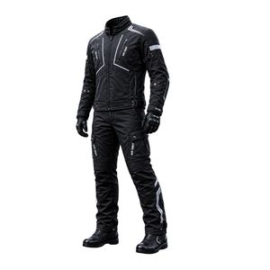 Men Motorcycle Riding Suit Full Sleeve Black Windproof Breathable Polyester All Seasons Pants Set - Product Image 4