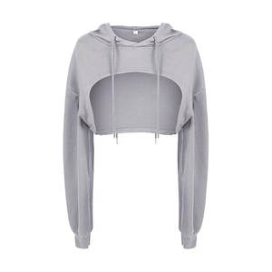 Sudaderas cortas para mujer, cómodas, transpirables, antipilling, para uso en exteriores, MOQ bajo, corte ajustado, las mejores sudaderas cortas para mujer - Product Image 1