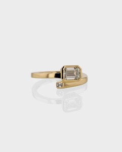 Emerald Cut Moissanite <b>Ring</b> 925 Sterling <b>Silver</b> Yellow Gold Plated <b>Solitaire</b> Engagement <b>Ring</b> Wedding Promise Anniversary Gift - Product Image 2
