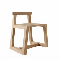 Fauteuil de loisirs en bois massif écologique, dossier bas minimaliste, style teck naturel, chaise d'appoint en bois, design géométrique pour salon