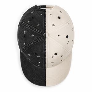 Casquette de baseball en denim noir et crème avec motif flèche, 6 panneaux, réglable, unisexe, décontractée - Product Image 6