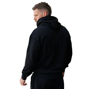 Sudadera con Capucha Negra para Hombre, Corte Holgado, Informal, de Felpa, para Gimnasio, Deporte, Ropa Urbana, Moda - Product Image 2