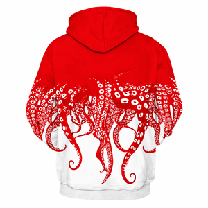 Vente en gros de sweats à capuche pour hommes personnalisés, motif pieuvre rouge, respirants, écologiques, à séchage rapide, unis, pour l'hiver, service OEM, sweats à capuche tendance - Product Image 2