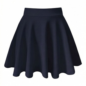 Women A-Line Mini <b>Skirt</b> Solid Color Pleated <b>Elastic</b> Waist Soft Polyester <b>Skirt</b> All Seasons Wear - Product Image 1