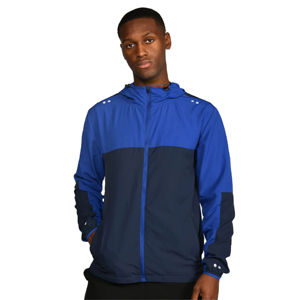 <b>Men</b> <b>Blue</b> Hooded Color Blocking Windproof Jacket Polyester Zipper Closure Sporty Autumn Outerwear - Product Image 1