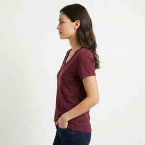 Camiseta de algodón prémium de alto gramaje para mujer, cuello en V, personalizada, estilo urbano, lisa, oversize, estética - Product Image 3