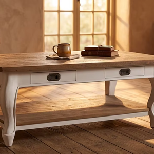 Mesa de Centro Ello de Diseño Escandinavo, Moderna, con Acabado de Madera de Ratán Natural, Mueble Ecológico para Decoración de Sala de Estar - Product Image 2