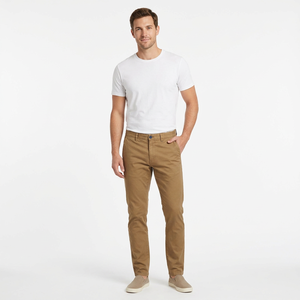 Pantalon de jogging pour homme style chinois, kaki, coupe droite, en Spandex/Coton, taille haute, braguette zippée, écologique, infroissable, avec poches - Product Image 6