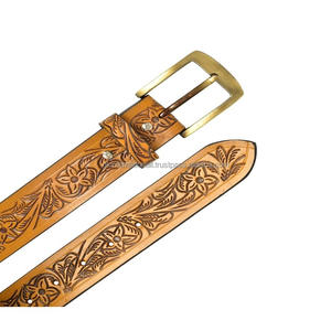 High Quality Vintage <b>Western</b> Cowhide <b>Belt</b> Heat Transfer Floral Design Hand Tooling Custom Sturdy Pin Buckle Tooled Leather <b>Belt</b> - Product Image 5