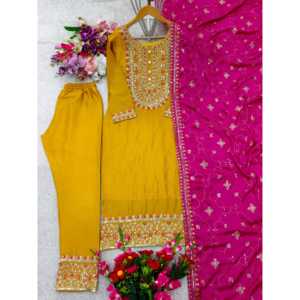 Salwar Kameez de Poliéster de Diseño, Top y Dupatta para Fiestas con Bordado de Lentejuelas para Ocasiones Especiales - Product Image 2