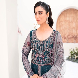 Liquidación de Ropa Pakistaní e India para Mujer al por Mayor, Ramsha Organza Salwar Kameez Dupata, Ropa de Fiesta Bordada Étnica - Product Image 5