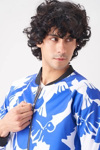 Ensemble de survêtement pour homme, imprimé oiseaux bleus et blancs, veste zippée et pantalon, vêtements de sport décontractés, coupe régulière, polyester, pour le jogging - Product Image 5