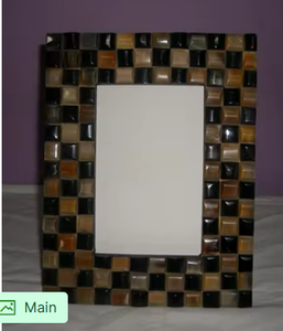 Cadre photo en corne naturelle mosaïquée artisanale, luxueux, à carreaux, pour décoration de table moderne, unique - Product Image 4