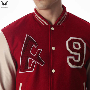 Custom Logo Durable Real Varsity Jacket, Solid Color Fashion Outerwear Factory Price Men's High Street Collage Varsity Jackets - Product Image 6