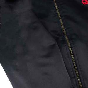 <b>Men's</b> <b>Black</b> Satin Bomber Jacket Stand Collar Zip Up <b>Long</b> Sleeve Casual <b>Coat</b> - Product Image 5