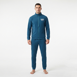 Men's Full <b>Zip</b> Tracksuit Set Solid Color Stand Collar Regular Fit <b>Joggers</b> with Side <b>Pockets</b> Breathable Polyester Nylon - Product Image 2