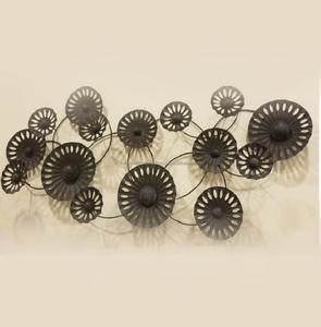 การออกแบบใหม่โบราณดอกไม้โลหะศิลปะโลหะสีทองศิลปะ Sunburst ผนังศิลปะโดยอินเดียโลหะโลก - Product Image 4