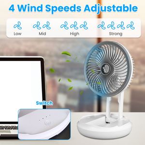 Ventilatore da Scrivania USB Pieghevole Tutto-in-1, Portatile e Indossabile, 4 Velocità, Piccolo ed Estensibile, da Appendere a Parete o Scrivania per Camera da Letto e Dormitorio - Product Image 2