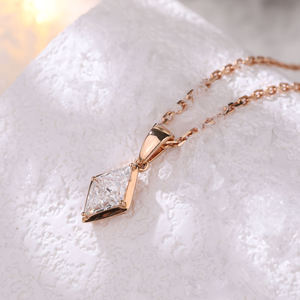 Collier pendentif diamant en forme de losange, or rose 18 carats Au750, solitaire, bijoux fins pour femmes - Product Image 5