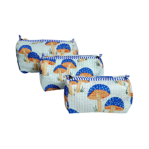 Cotton Quilted <b>Zipper</b> Closure for <b>Bag</b> for Travel | Eco-Friendly Reusable Makeup Cosmetic Organizer Water Resistant Durable - Product Image 3