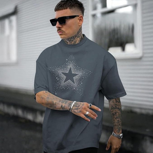 Camiseta de hombre con estrellas de diamantes de imitación, estilo Y2K, oversize, gráfico, streetwear, estética grunge, camiseta casual de manga corta - Product Image 2