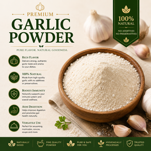 Poudre d'ail de qualité supérieure |   Assaisonnement déshydraté naturel concentré à 99 % de qualité alimentaire pour la cuisson, la pâtisserie et les applications culinaires - Exportation - Product Image 5