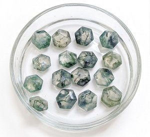 Proveedor de Piedras Preciosas al por Mayor, Ágata Musgosa Facetada Hexagonal de Alta Calidad, Calibrada para Engaste en Plata 925 y Oro - Product Image 1