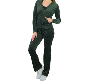 Survêtement à capuche léger et respirant vert foncé pour femme, manches longues, poches latérales, coupe classique, tenue décontractée d'automne 2 en 1 - Product Image 4