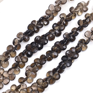 Cuentas de piedras preciosas de cuarzo ahumado Natural, cristal de cuarzo, 8 pulgadas, elegante soporte en forma de corazón facetado para hacer pulseras de joyería, anillos - Product Image 1
