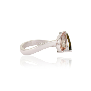 Best Selling 925 Sterling Silver Marquise Cut Natural Multi Tourmaline <b>Two</b> <b>Stone</b> Open Cuff <b>Ring</b> For Women's - Product Image 5