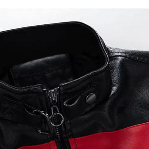 Premium <b>Men's</b> Racing Biker <b>Leather</b> <b>Jacket</b> Slim Fit Striped Motorcycle PU Coat Fashion Stand Collar Windproof Outerwear Clothing - Product Image 3
