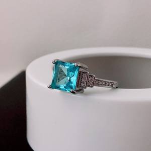 Anillo de compromiso y promesa de boda Ava Aquamarine Solitaire de plata de ley con piedra preciosa, regalo para mujer - Product Image 2