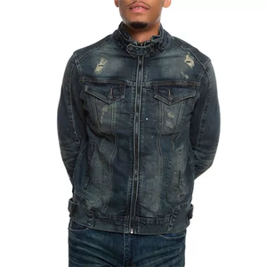 Custom Stylish Washed Scratch Design Sports Blue Street Wear Patch <b>Men</b> Jean Denim Jackets for <b>Men</b> - Product Image 5