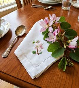 Servilletas de Tela de Algodón Bordadas con Diseño de Orquídeas, Servilletas de Tela con Dobladillo, Lavables a Máquina, Duraderas, para Hogar y Hotel, Venta al Por Mayor Personalizada - Product Image 2