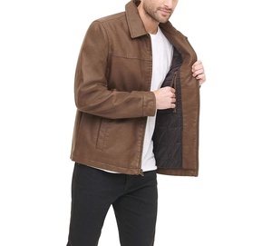 2026 High Quality Men's Autumn Fashion Casual Wear Durable <b>Canvas</b> Fabric 100% Genuine Men's Sheep Skin Leather <b>Jacket</b> - Product Image 4
