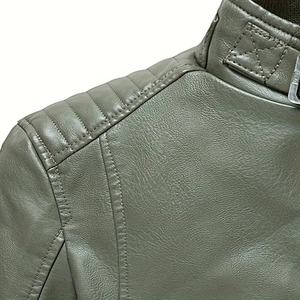 Veste en cuir PU pour homme avec poches zippées, veste zippée élégante pour l'automne et l'hiver, vêtements d'extérieur, veste homme tendance personnalisée - Product Image 4