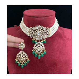 ชุดสร้อยคอคุณภาพพรีเมียมแบบ Kundan พร้อมต่างหู ดีไซน์เนอร์เครื่องประดับเจ้าสาว เหมาะสำหรับงานแต่งงาน งานเลี้ยงฉลอง คอลเลคชั่นสไตล์ชาติพันธุ์ - Product Image 2